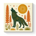 Geometric Folk Art Animal Framed Canvas Wall Art Rustic Boho Decor