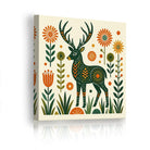 Geometric Folk Art Animal Framed Canvas Wall Art Rustic Boho Decor