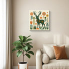 Geometric Folk Art Animal Framed Canvas Wall Art Rustic Boho Decor