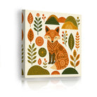Geometric Folk Art Animal Framed Canvas Wall Art Rustic Boho Decor