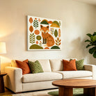 Geometric Folk Art Animal Framed Canvas Wall Art Rustic Boho Decor