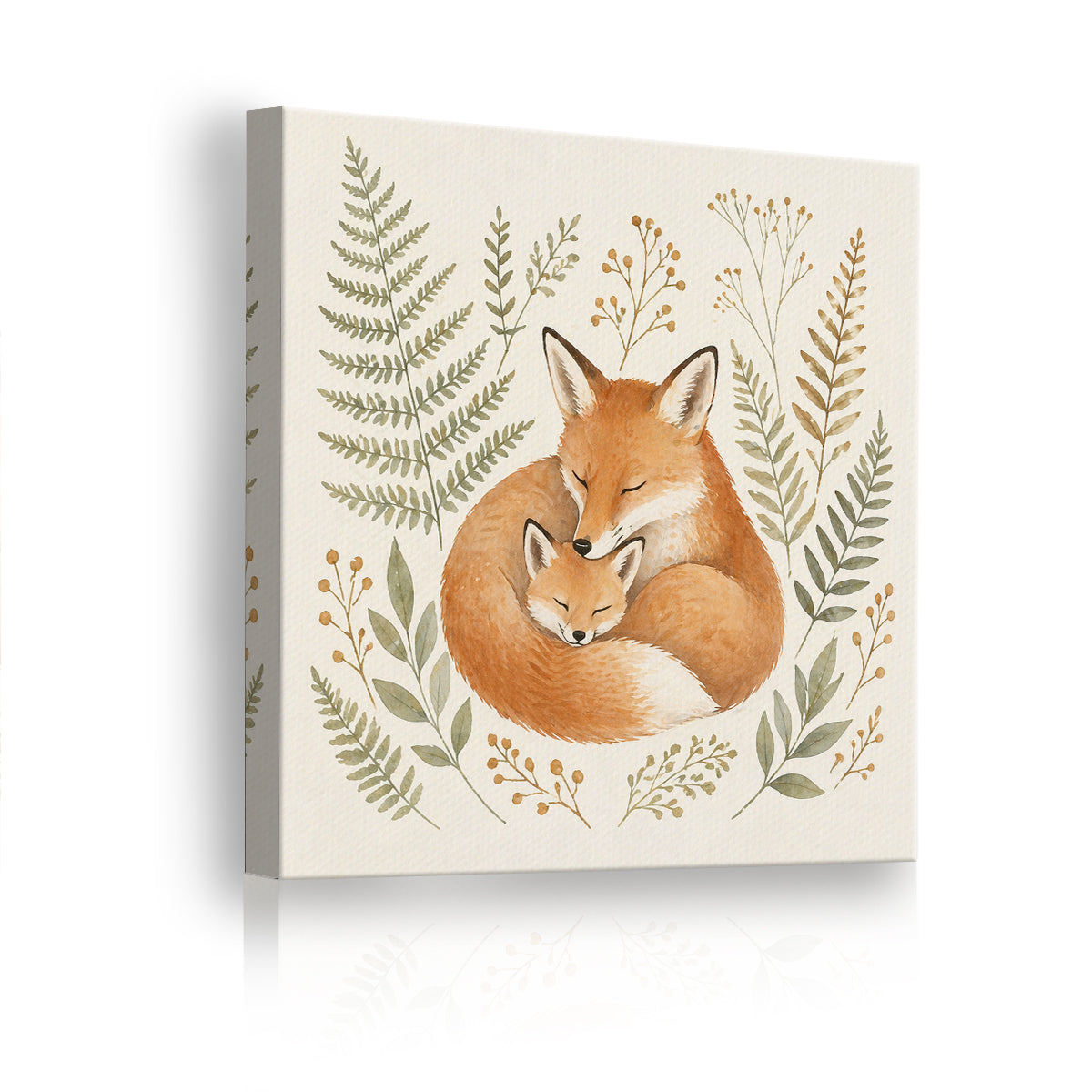 Watercolor Woodland Animal Framed Canvas Wall Art Nursery Decor Gift