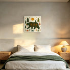 Geometric Animal Canvas Wall Art Southwestern Rustic Wood Decor Gift