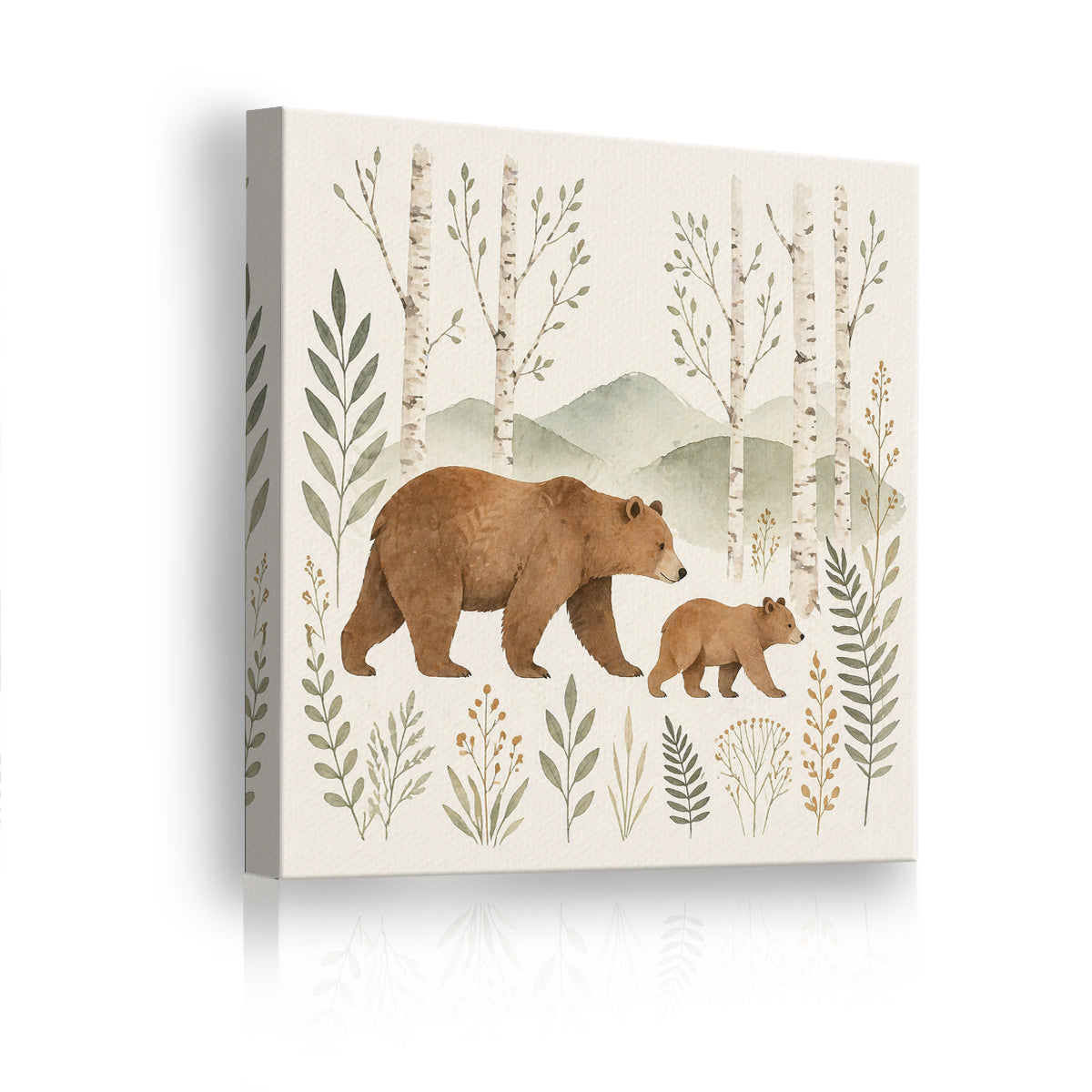 Watercolor Woodland Animal Framed Canvas Wall Art Nursery Decor Gift