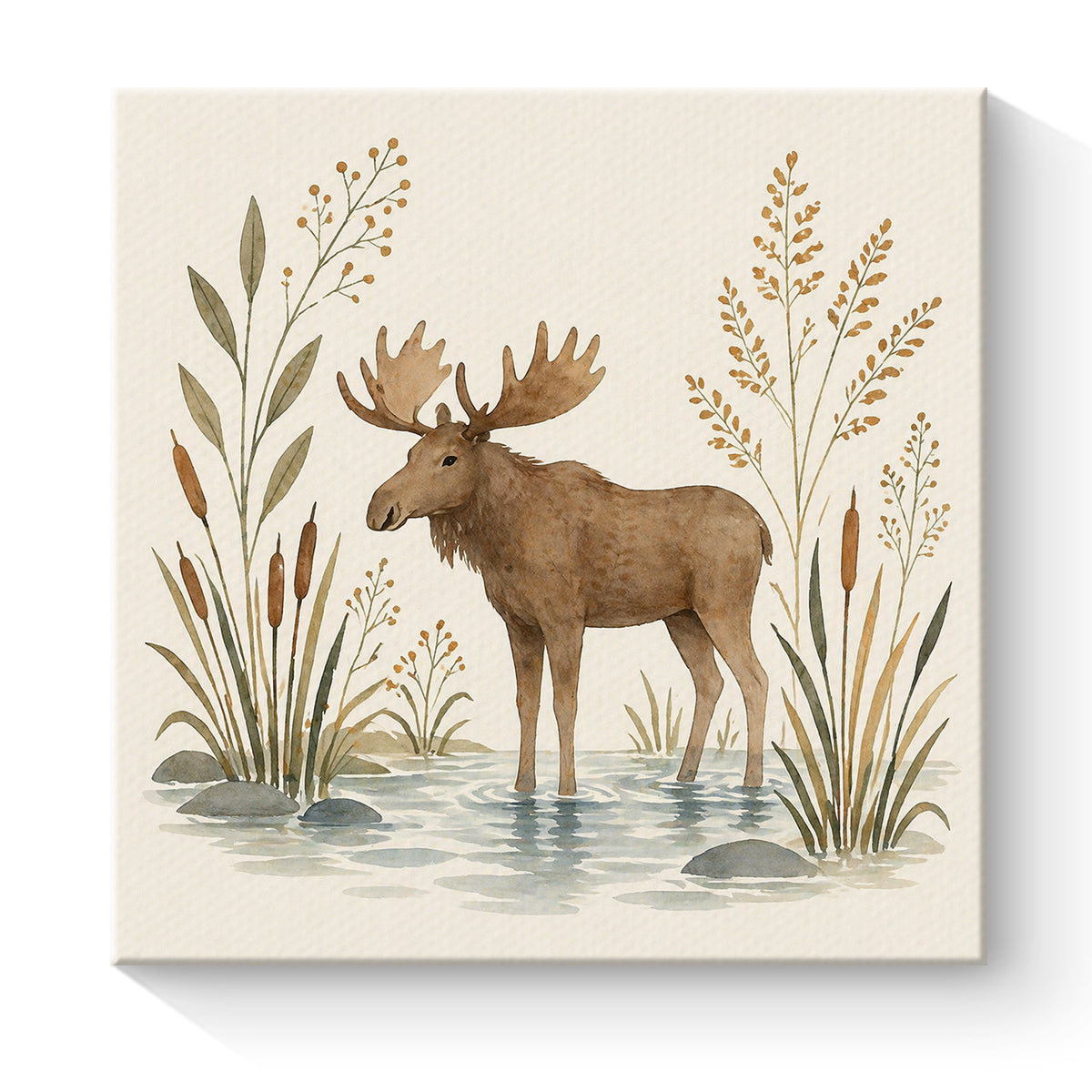 Watercolor Woodland Animal Framed Canvas Wall Art Nursery Decor Gift