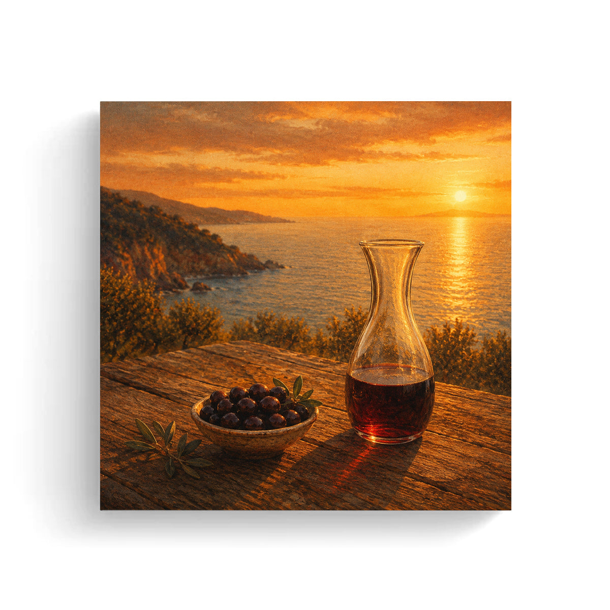 Mediterranean Sunset Canvas Art Collection Rustic Framed Home Decor Gift Series 2