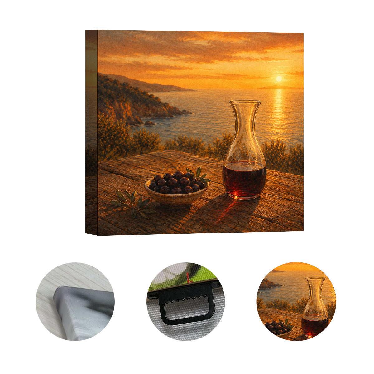 Mediterranean Sunset Canvas Art Collection Rustic Framed Home Decor Gift Series 2