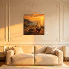 Mediterranean Sunset Canvas Art Collection Rustic Framed Home Decor Gift Series 2