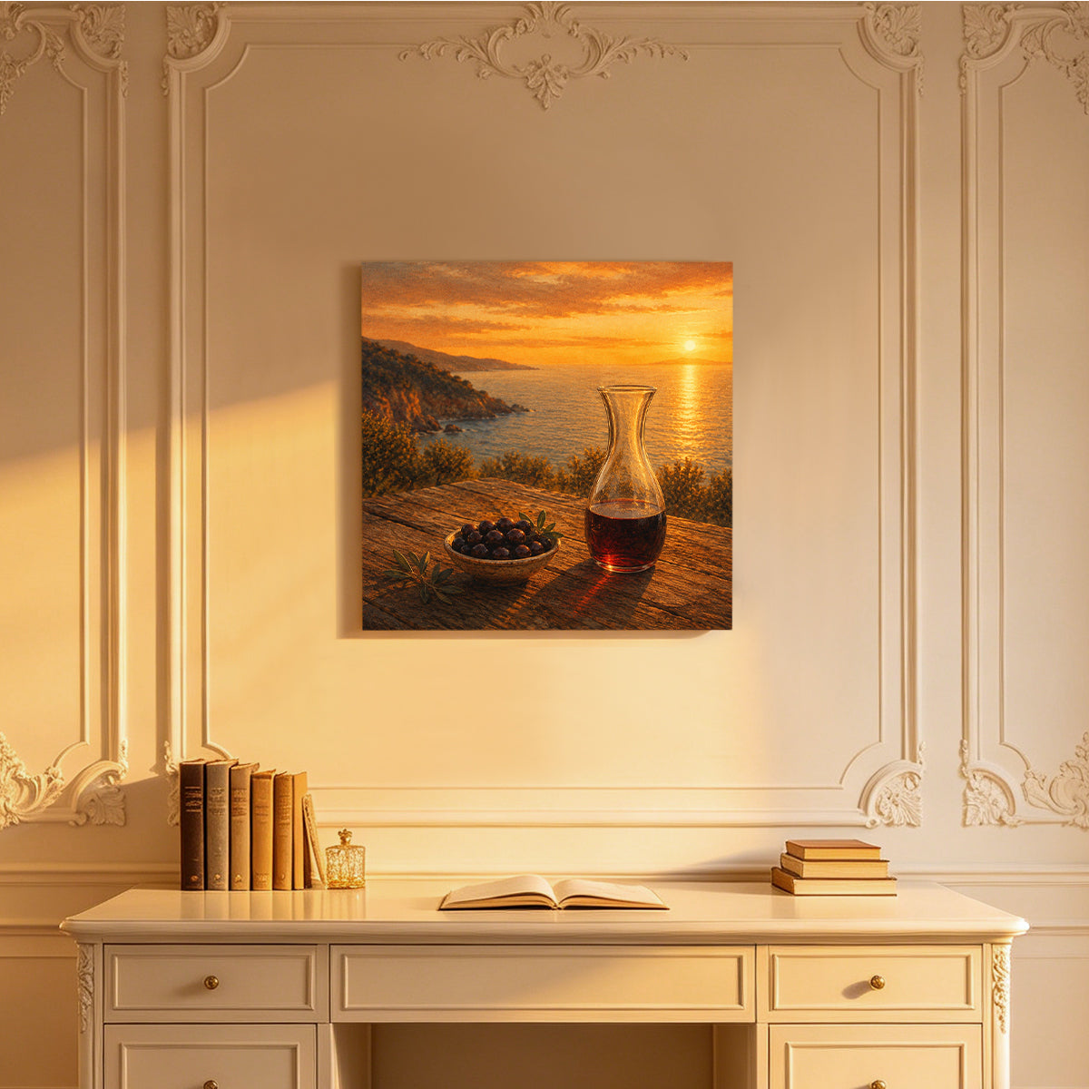 Mediterranean Sunset Canvas Art Collection Rustic Framed Home Decor Gift Series 2