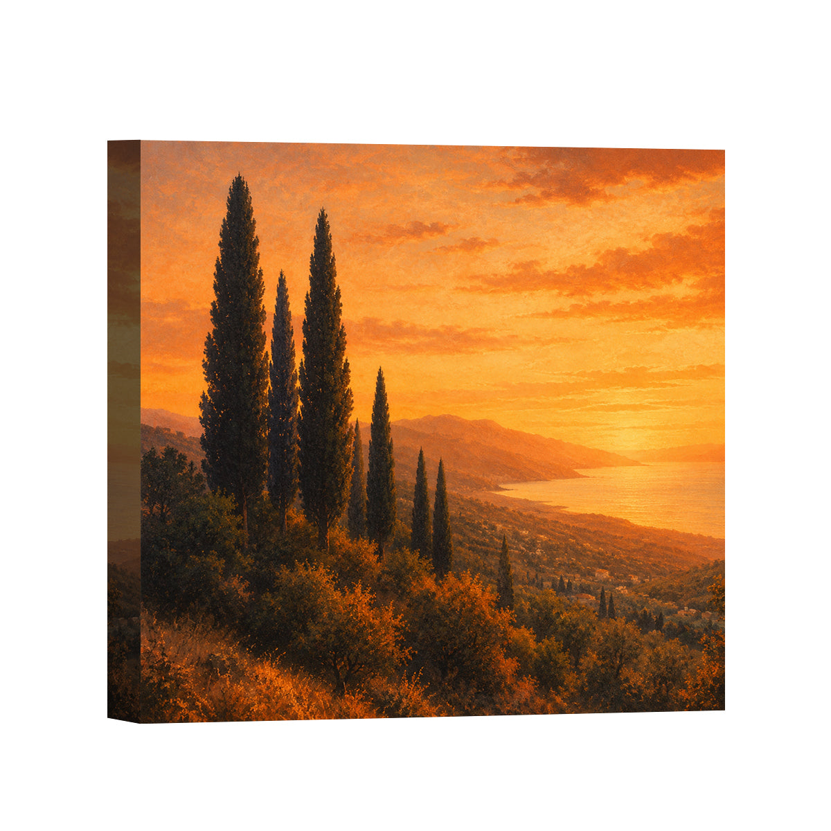 Mediterranean Sunset Canvas Art Collection Rustic Framed Home Decor Gift Series 2
