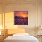 Sunset Landscape Canvas Wall Art Rustic Framed Home Decor Gift