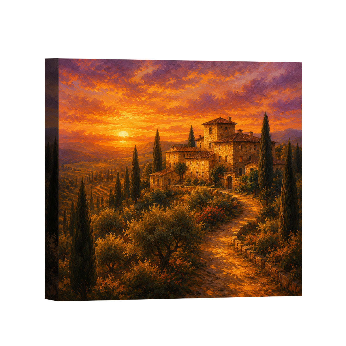 Mediterranean Sunset Canvas Art Collection Rustic Framed Home Decor Gift Series 2