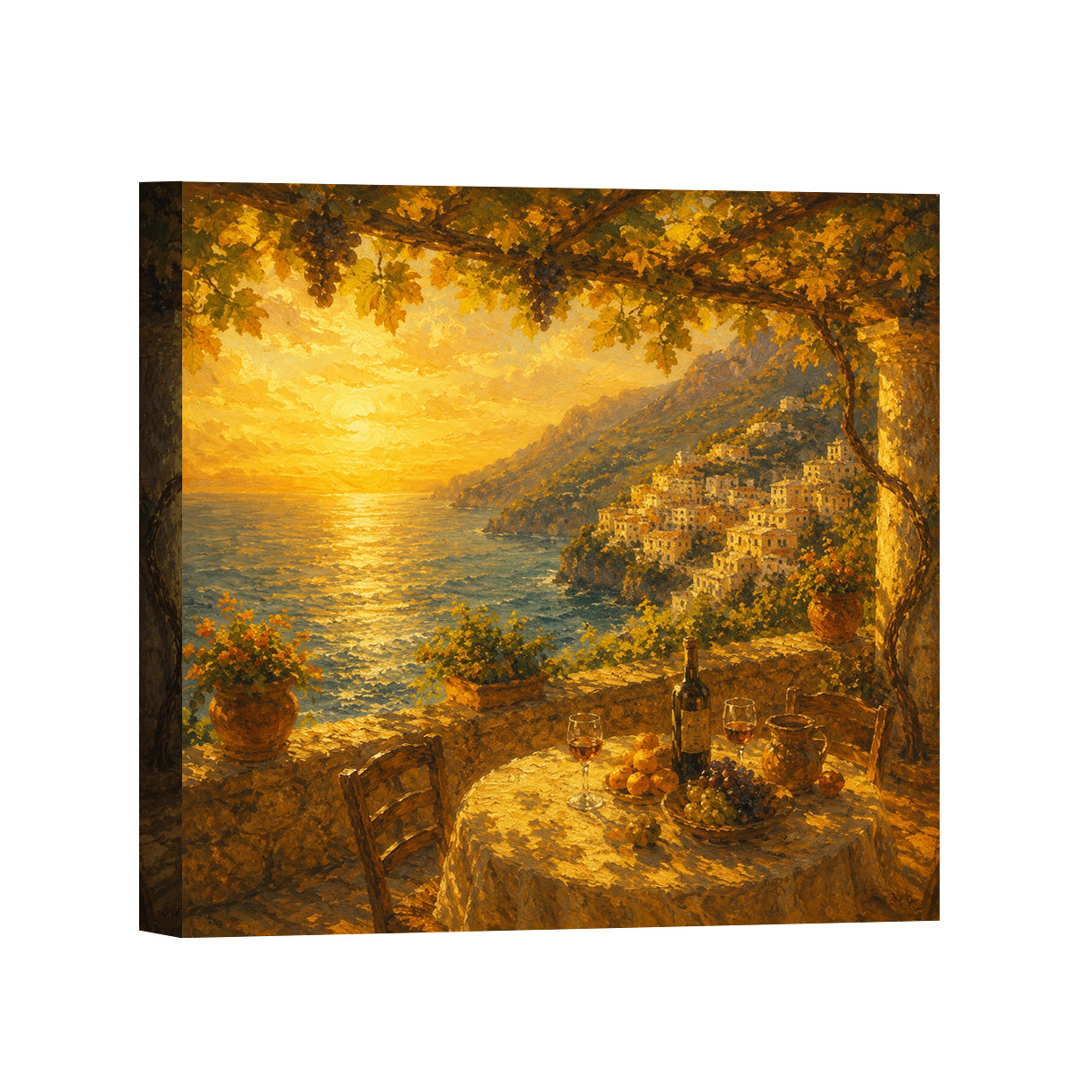 Mediterranean Sunset Canvas Art Collection Rustic Framed Home Decor Gift Series 2