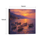 Mediterranean Sunset Canvas Art Collection Rustic Framed Home Decor Gift