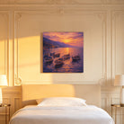 Mediterranean Sunset Canvas Art Collection Rustic Framed Home Decor Gift