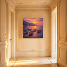 Mediterranean Sunset Canvas Art Collection Rustic Framed Home Decor Gift