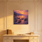 Mediterranean Sunset Canvas Art Collection Rustic Framed Home Decor Gift