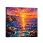 Mediterranean Sunset Landscape Canvas Art Collection Rustic Framed Home Decor Gift