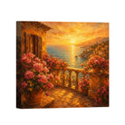 Mediterranean Sunset Landscape Canvas Art Collection Rustic Framed Home Decor Gift