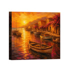 Mediterranean Sunset Landscape Canvas Art Collection Rustic Framed Home Decor Gift