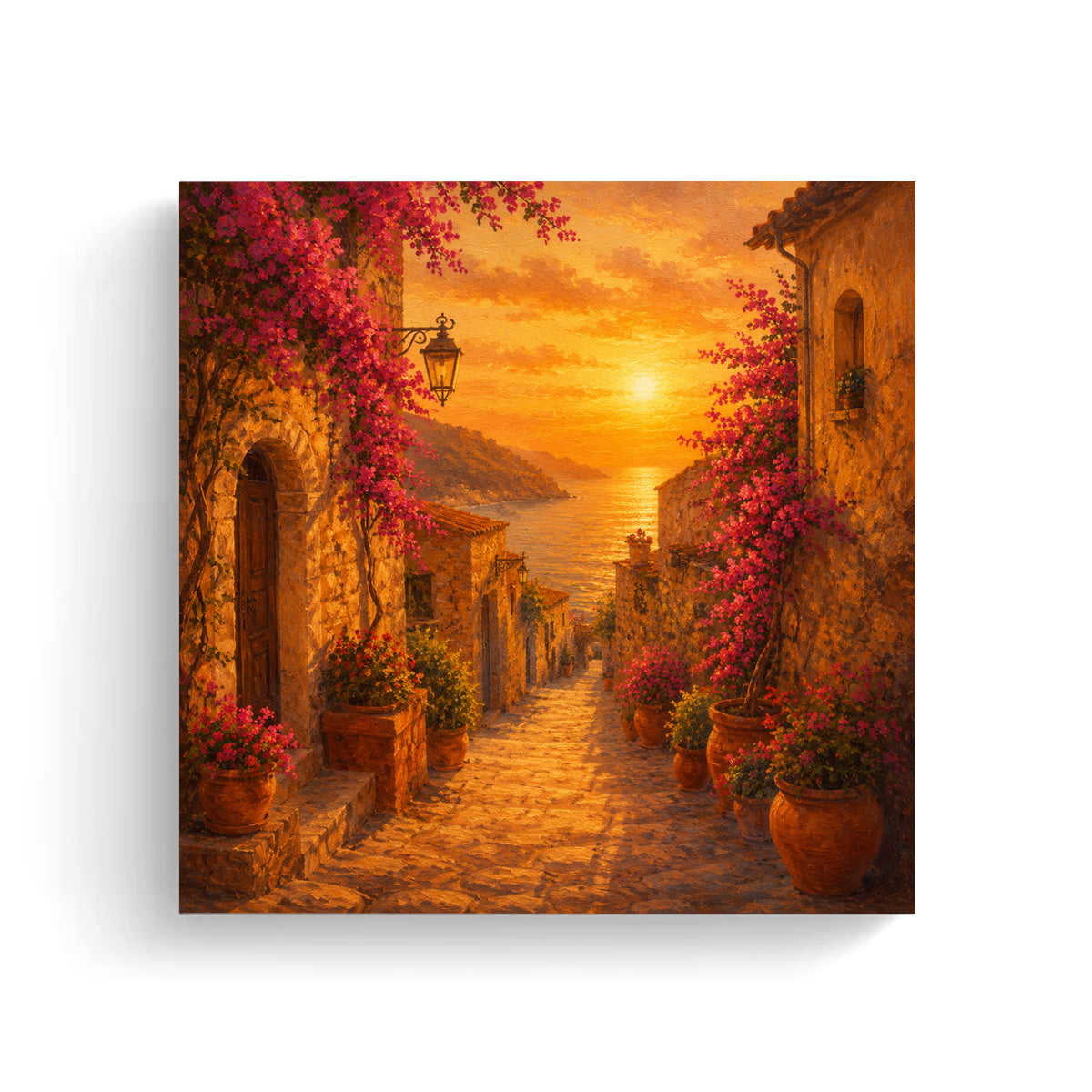 Mediterranean Sunset Canvas Art Collection Rustic Framed Home Decor Gift Series 1