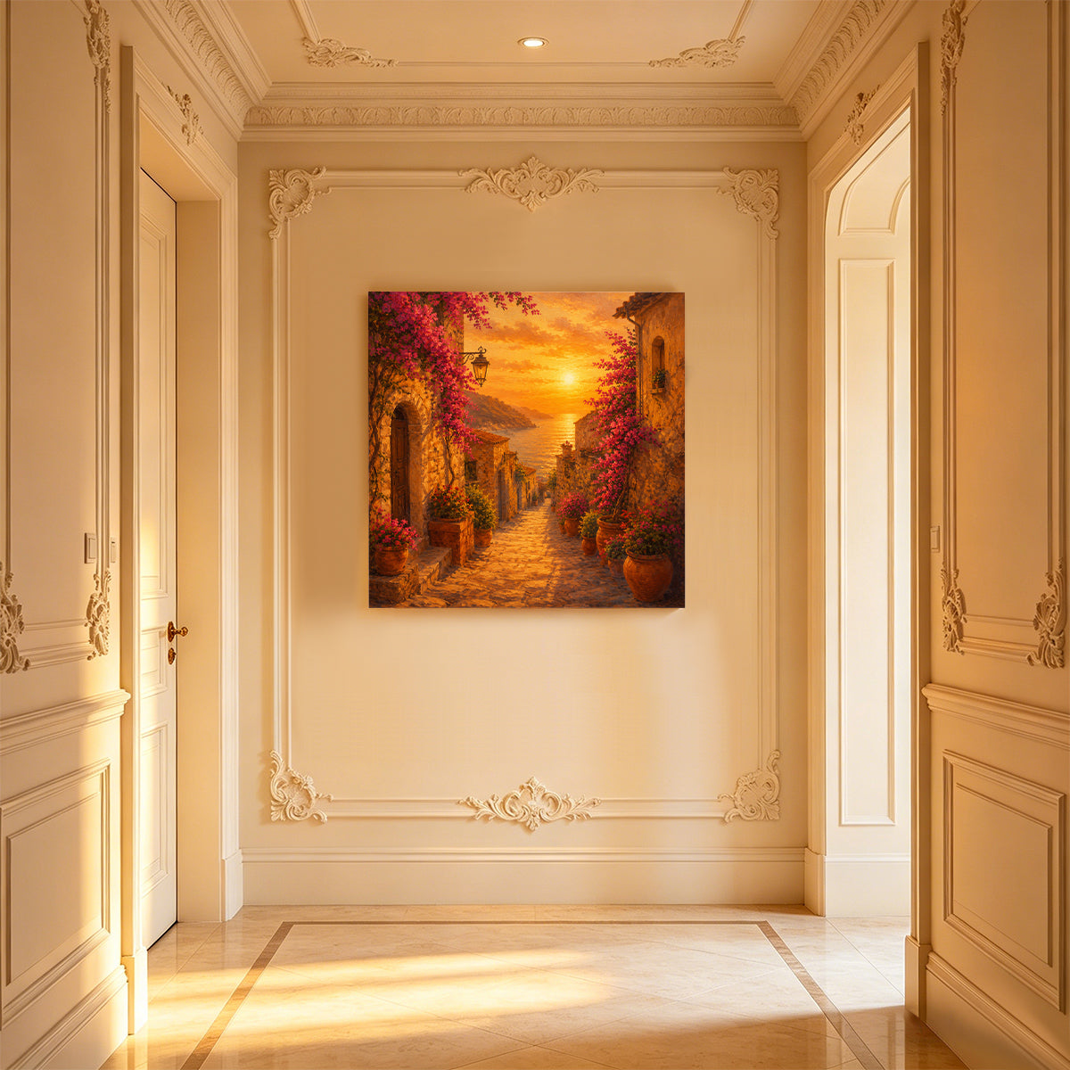 Mediterranean Sunset Canvas Art Collection Rustic Framed Home Decor Gift Series 1