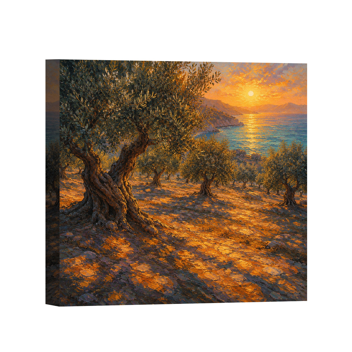 Mediterranean Sunset Canvas Art Collection Rustic Framed Home Decor Gift Series 1