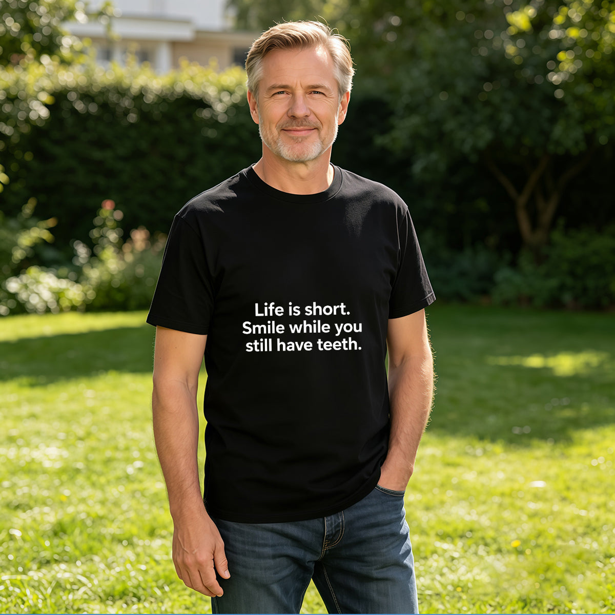 Men's Cotton Slogan Graphic Short Sleeve Crew Neck T-Shirt for Casual Daily Wear