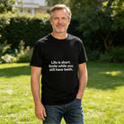 Men's Cotton Slogan Graphic Short Sleeve Crew Neck T-Shirt for Casual Daily Wear