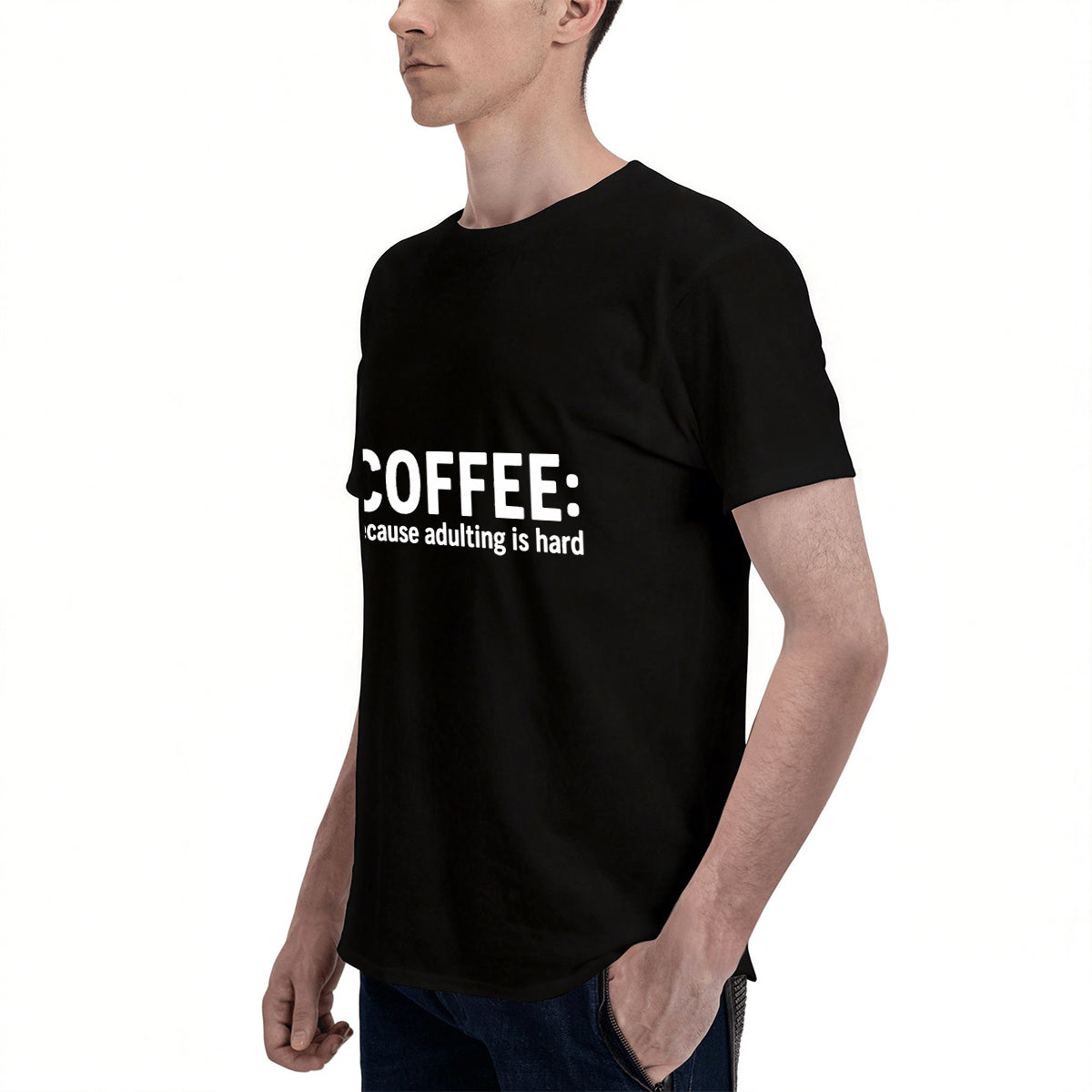 Men's Cotton Slogan Graphic Short Sleeve Crew Neck T-Shirt for Casual Daily Wear