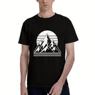 Men's Cotton Retro Mountain Sun Graphic T-Shirt Casual Outdoor Adventure Short Sleeve Tee