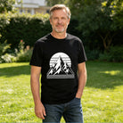 Men's Cotton Retro Mountain Sun Graphic T-Shirt Casual Outdoor Adventure Short Sleeve Tee