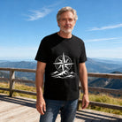 Men's Cotton Compass Rose and Ocean Waves Graphic Tee Casual Round Neck Summer T-Shirt