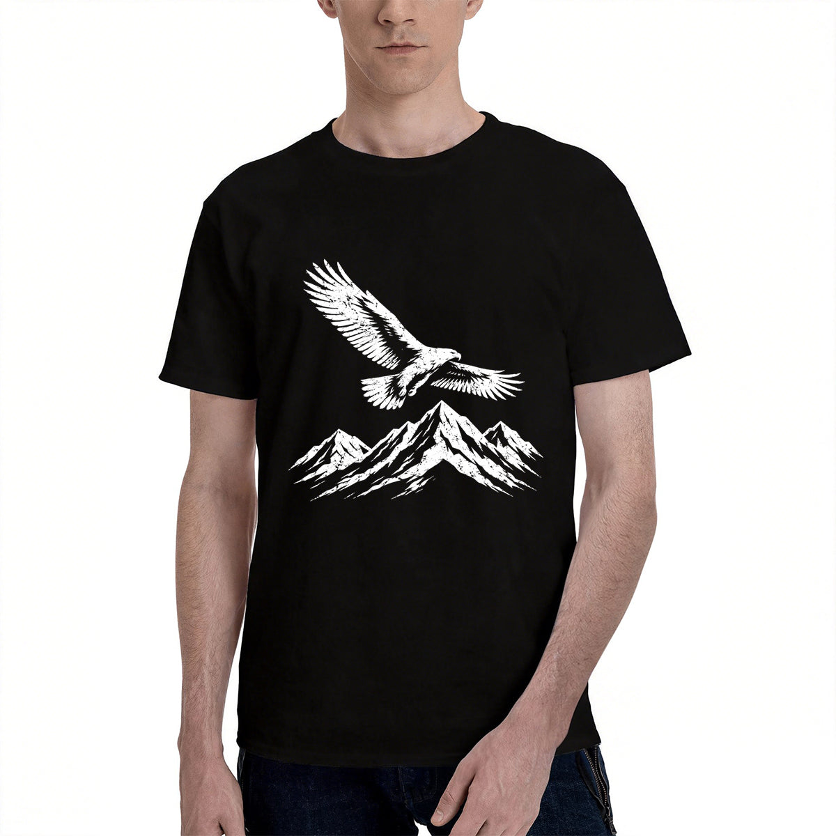 Men's Cotton Compass Rose and Ocean Waves Graphic Tee Casual Round Neck Summer T-Shirt