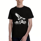 Men's Cotton Compass Rose and Ocean Waves Graphic Tee Casual Round Neck Summer T-Shirt