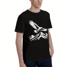 Men's Cotton Compass Rose and Ocean Waves Graphic Tee Casual Round Neck Summer T-Shirt