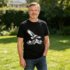Men's Cotton Compass Rose and Ocean Waves Graphic Tee Casual Round Neck Summer T-Shirt