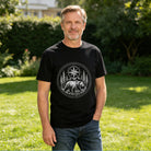 Men's Cotton Compass Rose and Ocean Waves Graphic Tee Casual Round Neck Summer T-Shirt