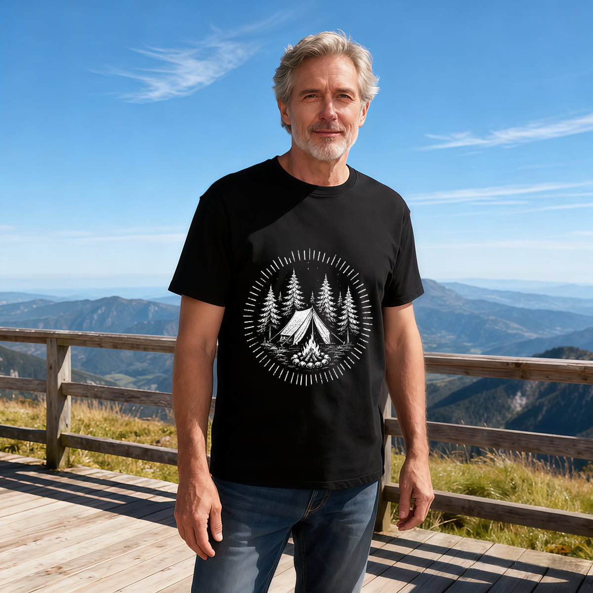 Men's Cotton Vintage Lighthouse Graphic Short Sleeve T-Shirt for Coastal Casual Wear