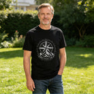 Men's Premium Cotton Compass Mountain Graphic Tee Casual Outdoor Adventure Short Sleeve T-Shirt