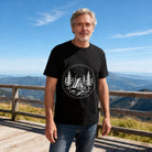 Men's Premium Cotton Compass Mountain Graphic Tee Casual Outdoor Adventure Short Sleeve T-Shirt