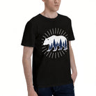 Men's Premium Cotton Howling Wolf Moon Forest Graphic Tee Casual Short Sleeve T-Shirt
