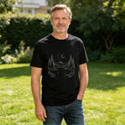 Men's Premium Cotton Nature Landscape Graphic T-Shirt Mountain Night Sky Casual Tee