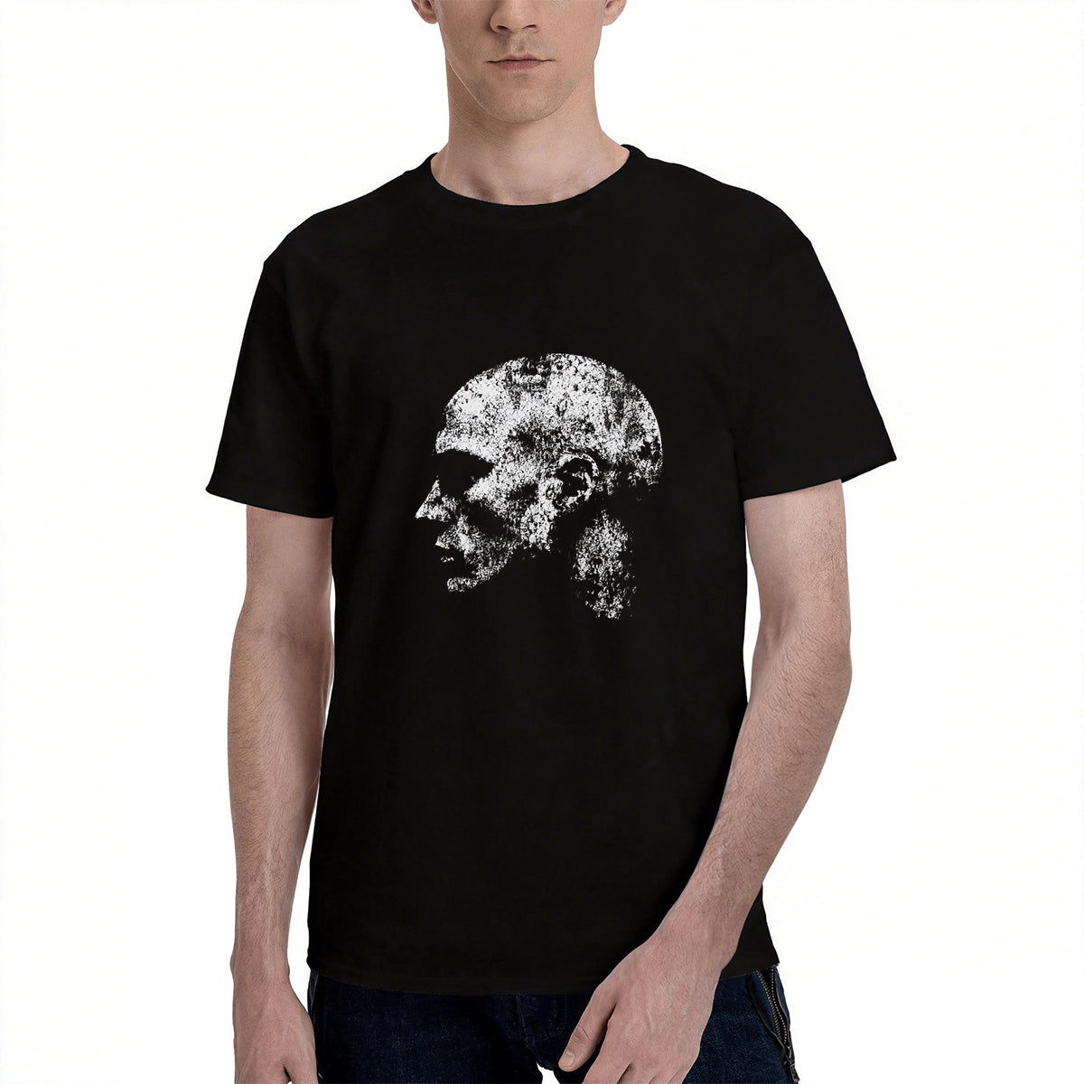 Men's Premium Cotton Nature Landscape Graphic T-Shirt Mountain Night Sky Casual Tee