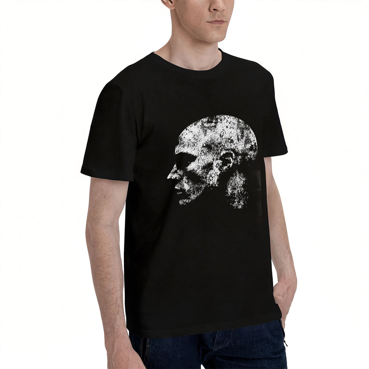 Men's Premium Cotton Nature Landscape Graphic T-Shirt Mountain Night Sky Casual Tee
