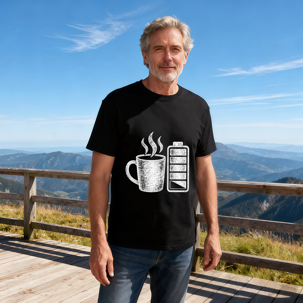Men's Premium Cotton Retro Cartoon Record Player Graphic T-Shirt Vintage Music Style Tee