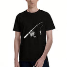Men's Cotton Fishing Rod Graphic Crew Neck T-Shirt for Outdoor Casual Summer Wear