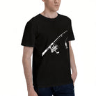 Men's Cotton Fishing Rod Graphic Crew Neck T-Shirt for Outdoor Casual Summer Wear