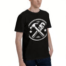 Men's Cotton Fishing Rod Graphic Crew Neck T-Shirt for Outdoor Casual Summer Wear
