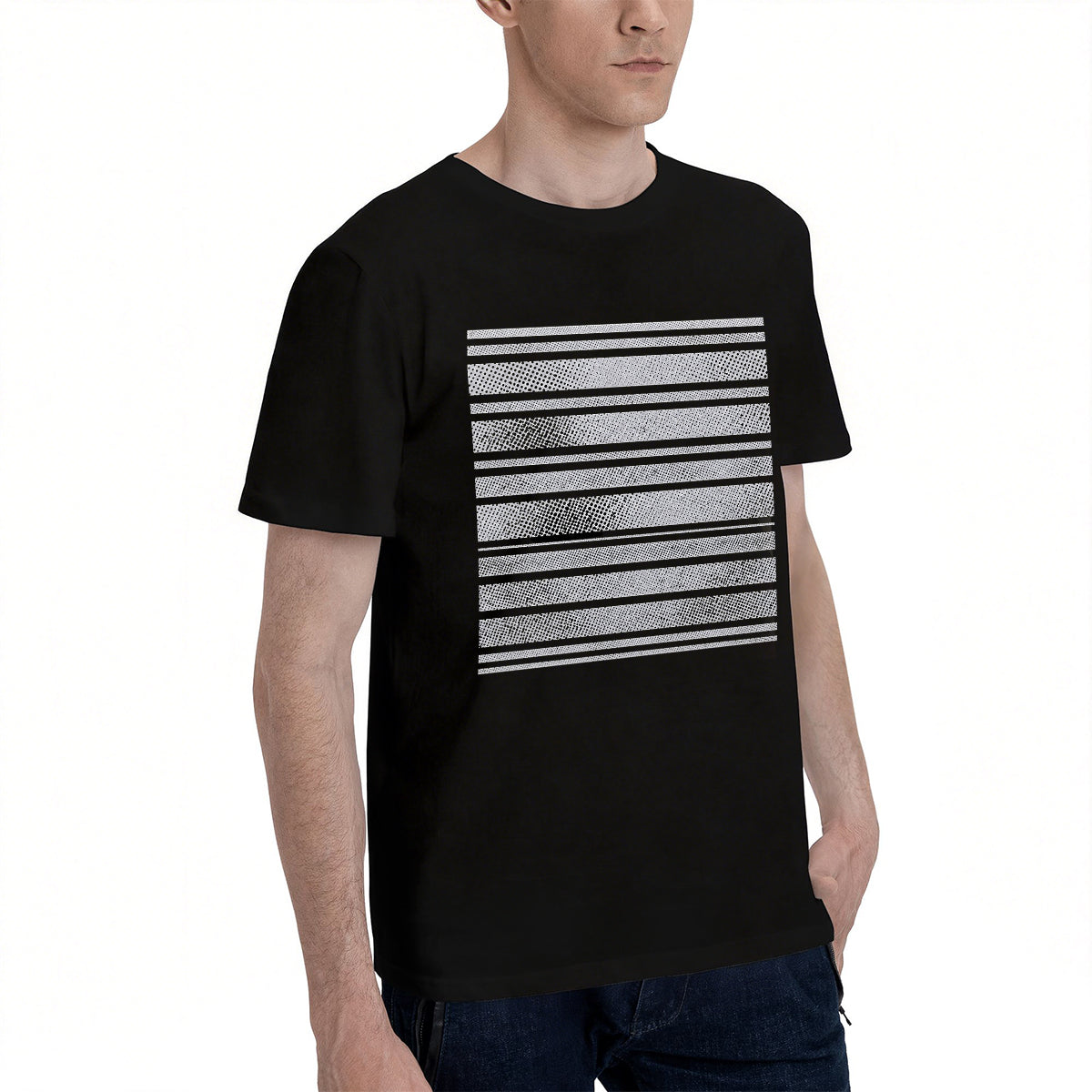 Men's Premium Cotton Minimalist White Leaf Graphic Black T-Shirt for Casual Daily Wear